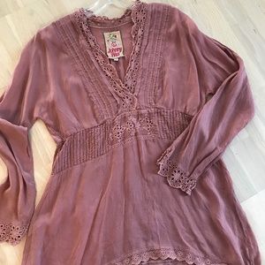 JOHNNY WAS boho tunic top mauve medium dusty pink